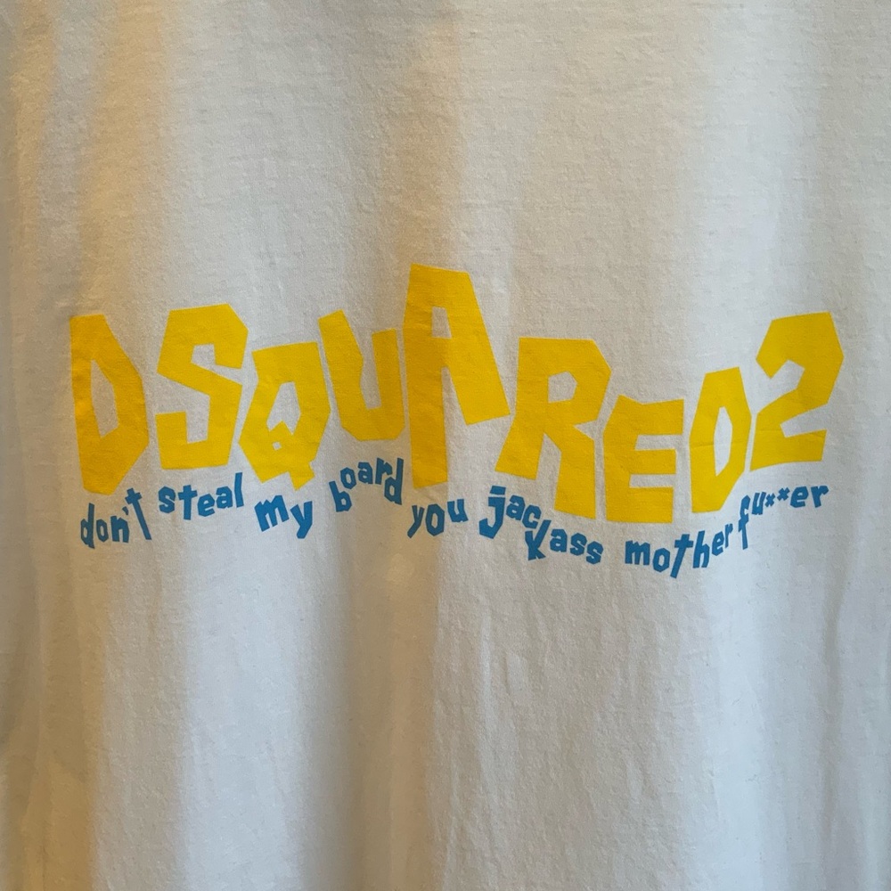 DSQUARED2 White Tee with Yellow Graphic